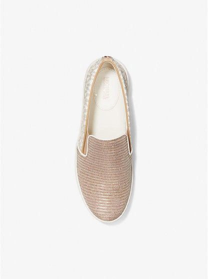 Keaton Two-Tone Logo and Glitter Chain-Mesh Slip-On Sneaker