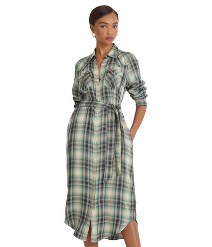 Plaid Twill Shirtdress