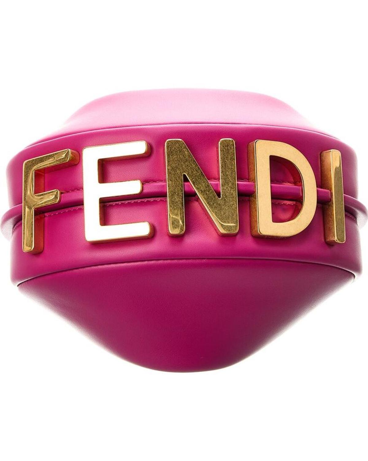 FENDI Fendigraphy Mini Leather Hobo Bag