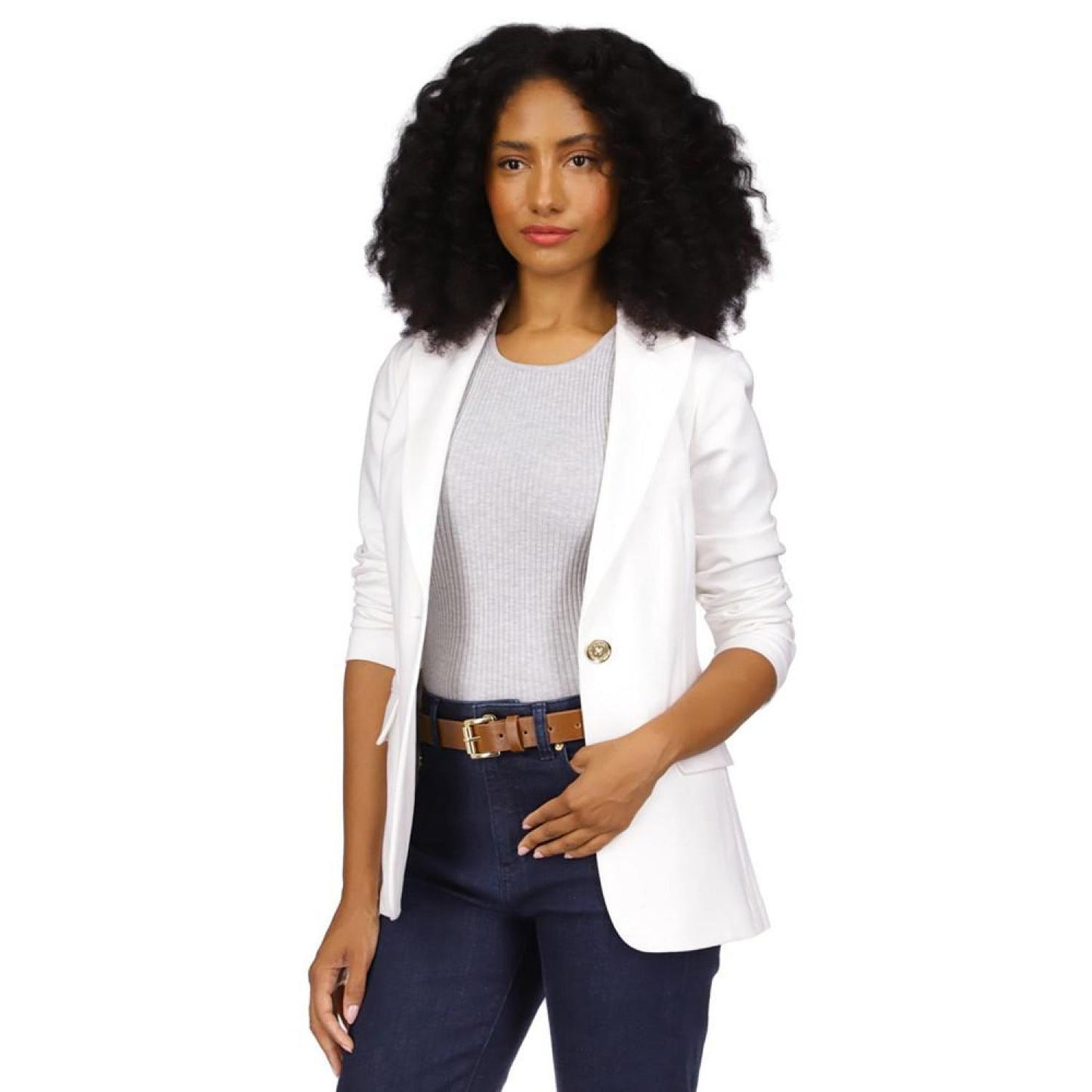 Women's Knit One-Button Blazer, Regular & Petite