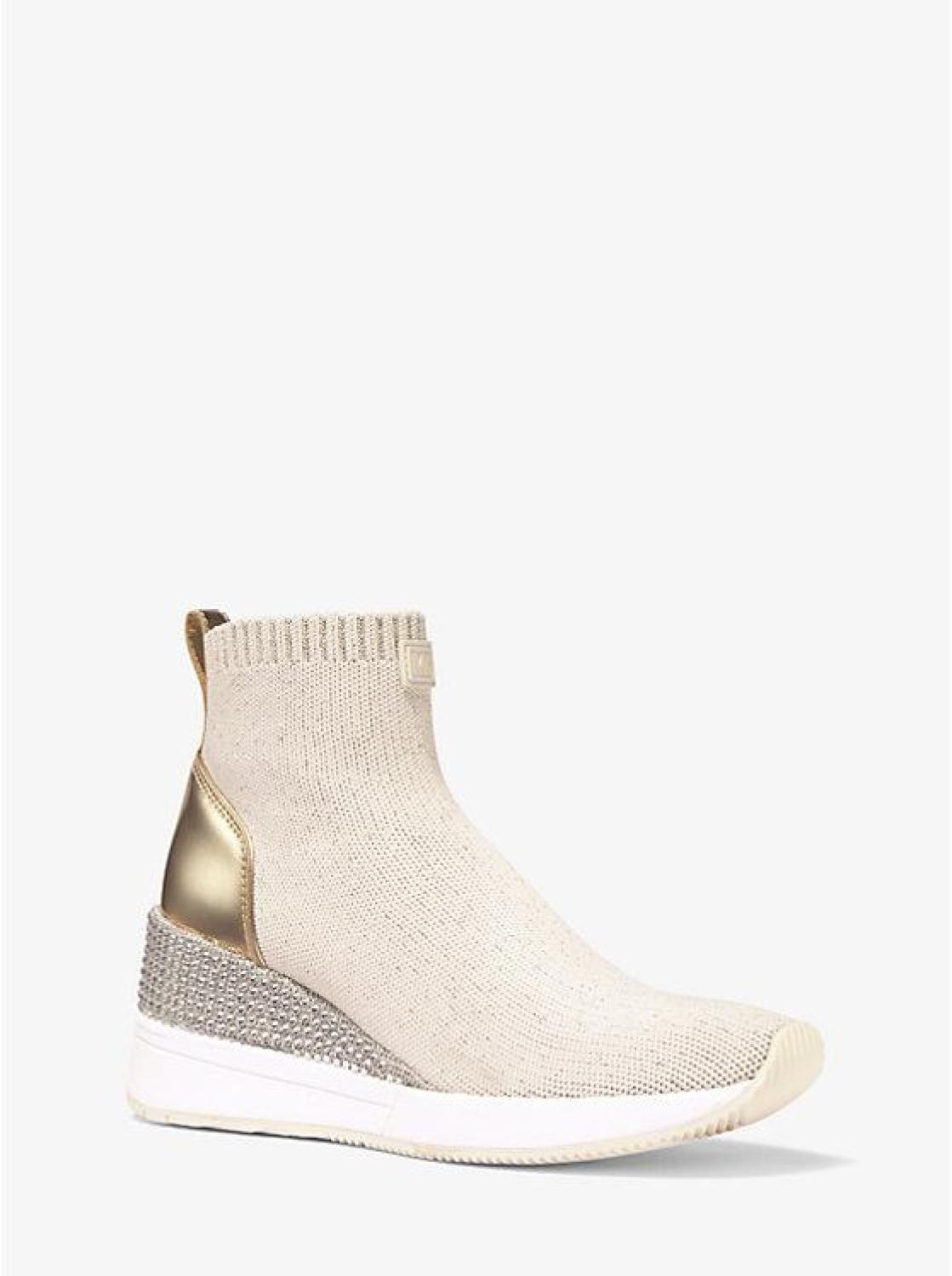 Skyler Embellished Metallic Stretch Knit Sock Sneaker