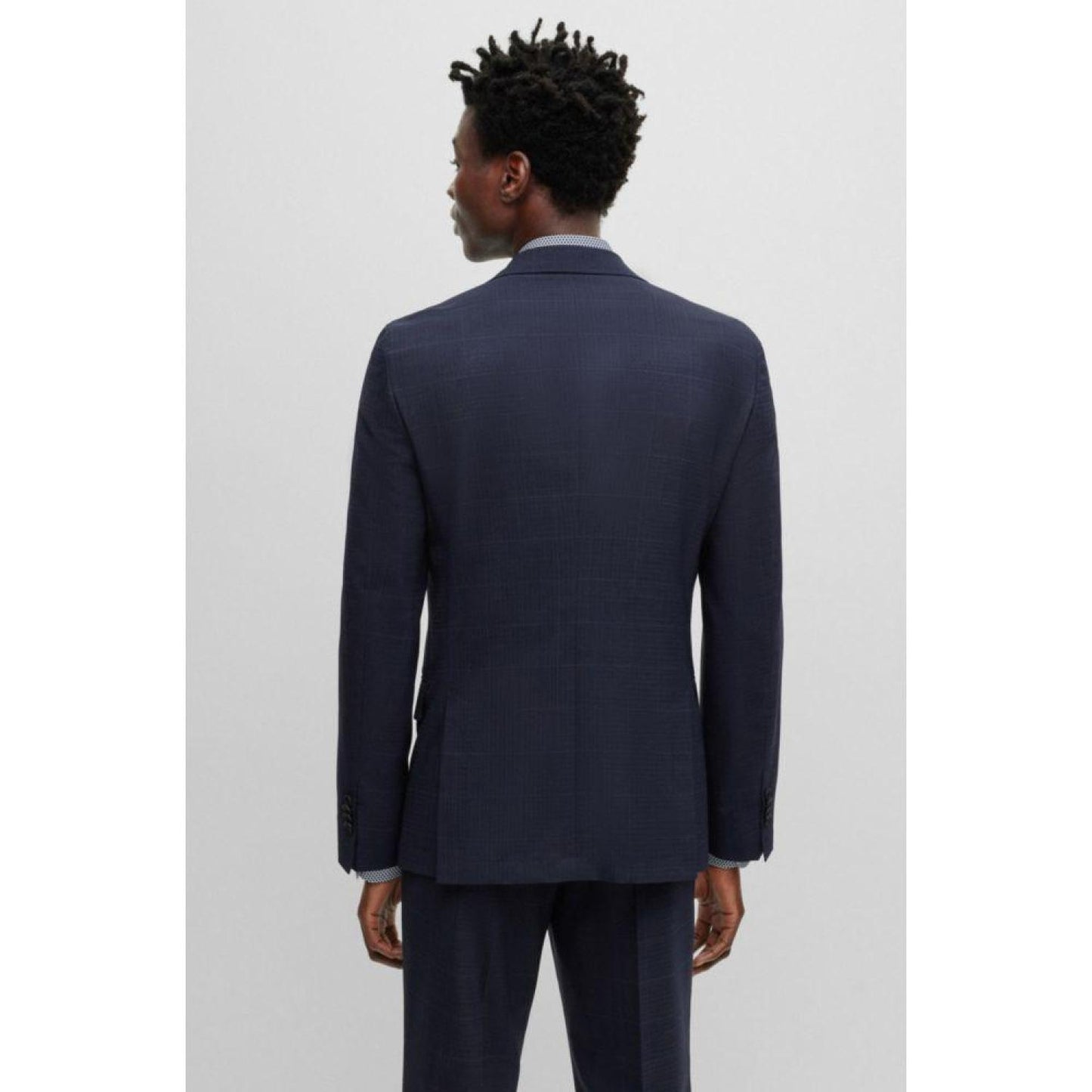 Slim-fit suit in checked performance-stretch fabric