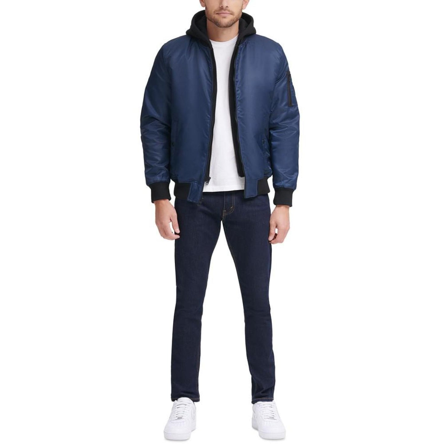 Men's Bomber Jacket with Removable Hooded Inset