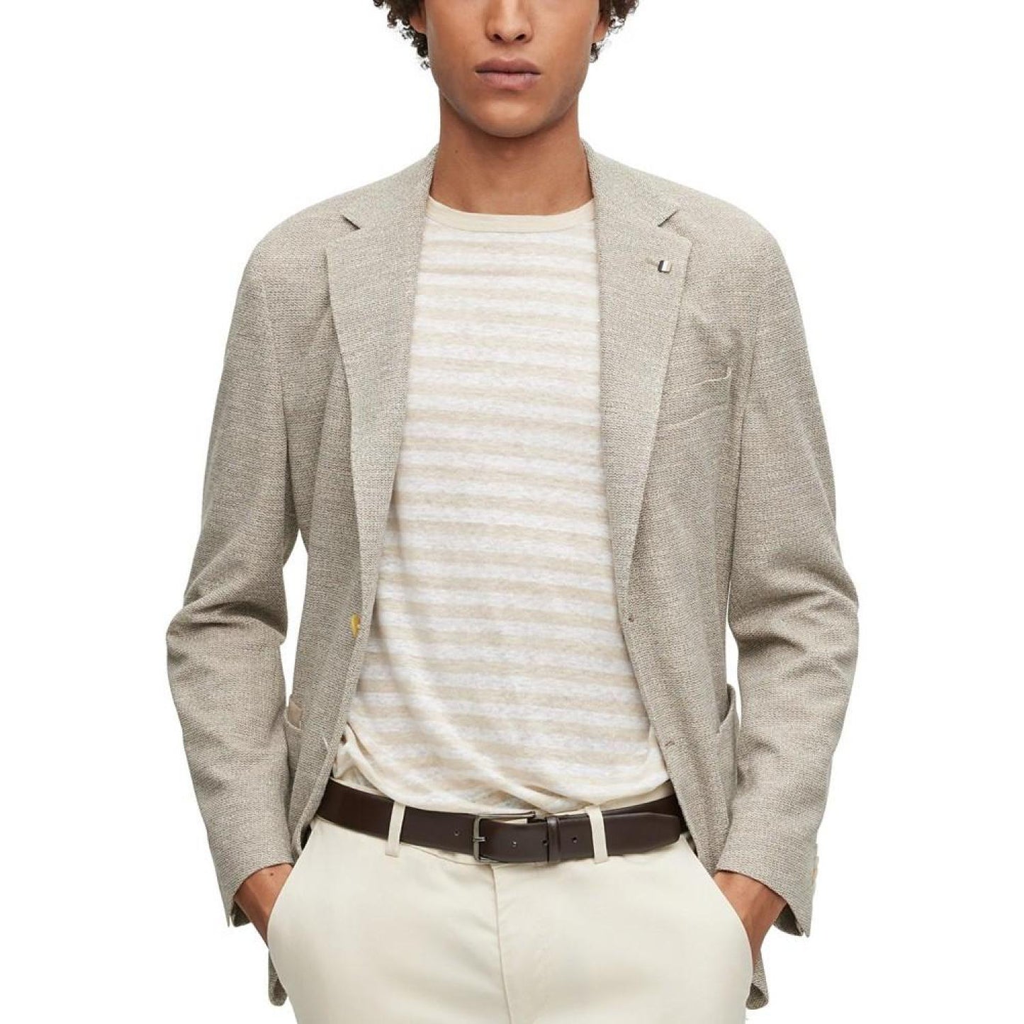 Men's Regular-Fit Micro-Patterned Cloth Jacket