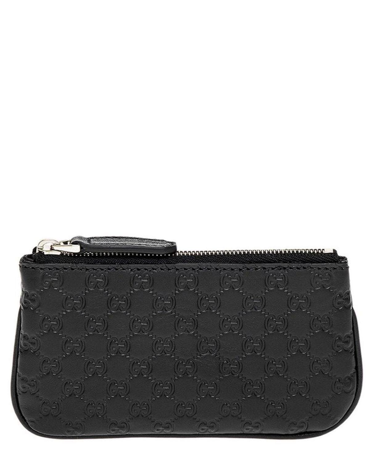 Gucci Microguccissima Leather Coin Case, Black