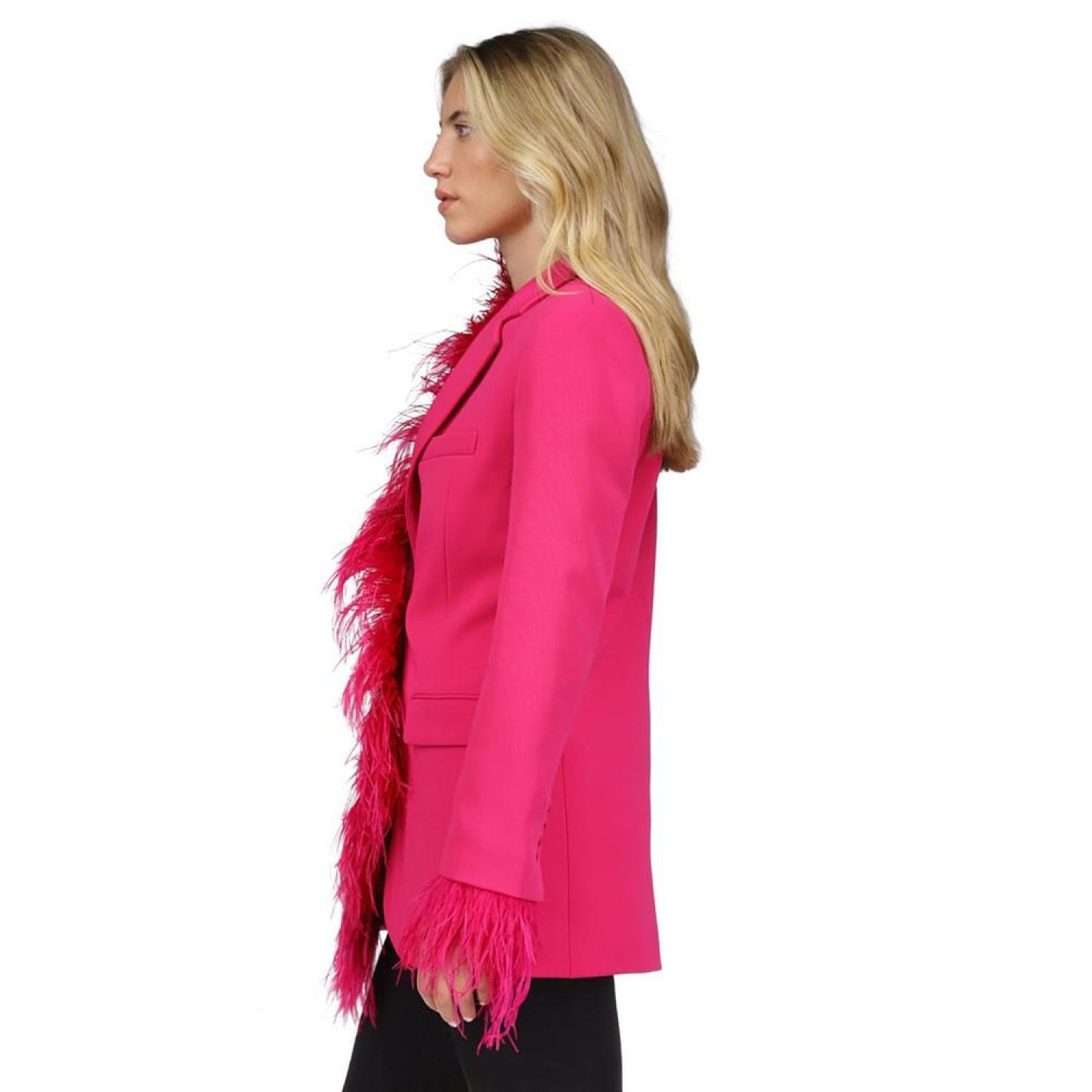 Women's Boyfriend Blazer with Removable Feathers