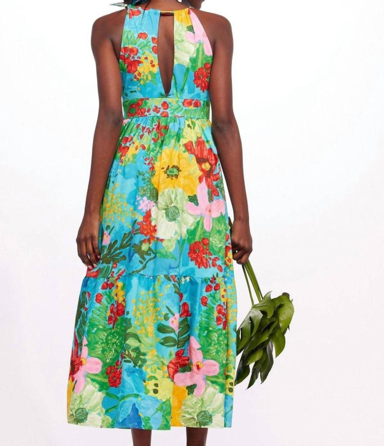 One-Shoulder Tie Maxi Floral Dress In Matisse