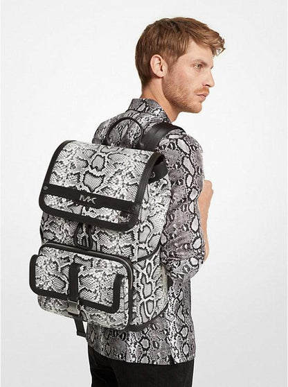 Varick Snake Embossed Leather Utility Backpack