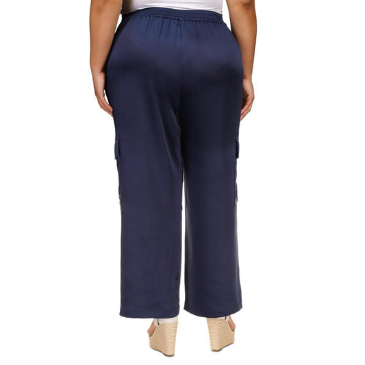 Plus Size Satin Cargo Pants