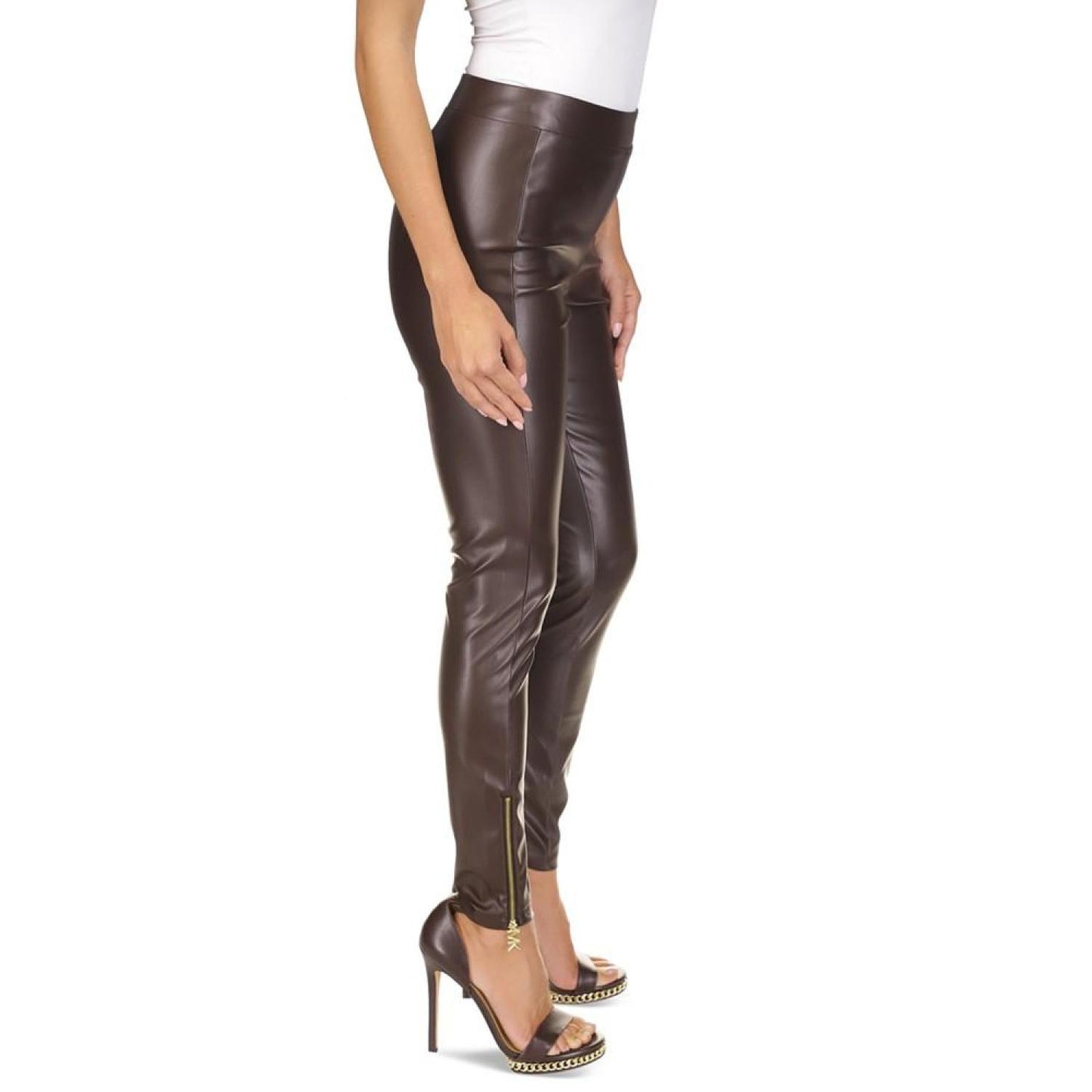 Women's Faux-Leather Zip-Ankle Leggings