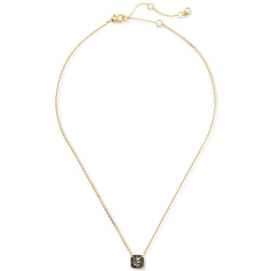 Gold-Tone Square Glitter Stone Mini Pendant Necklace, 17" + 3" extender