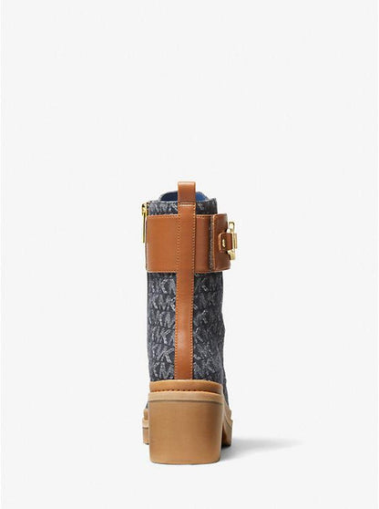 Rory Denim Logo Jacquard Combat Boot