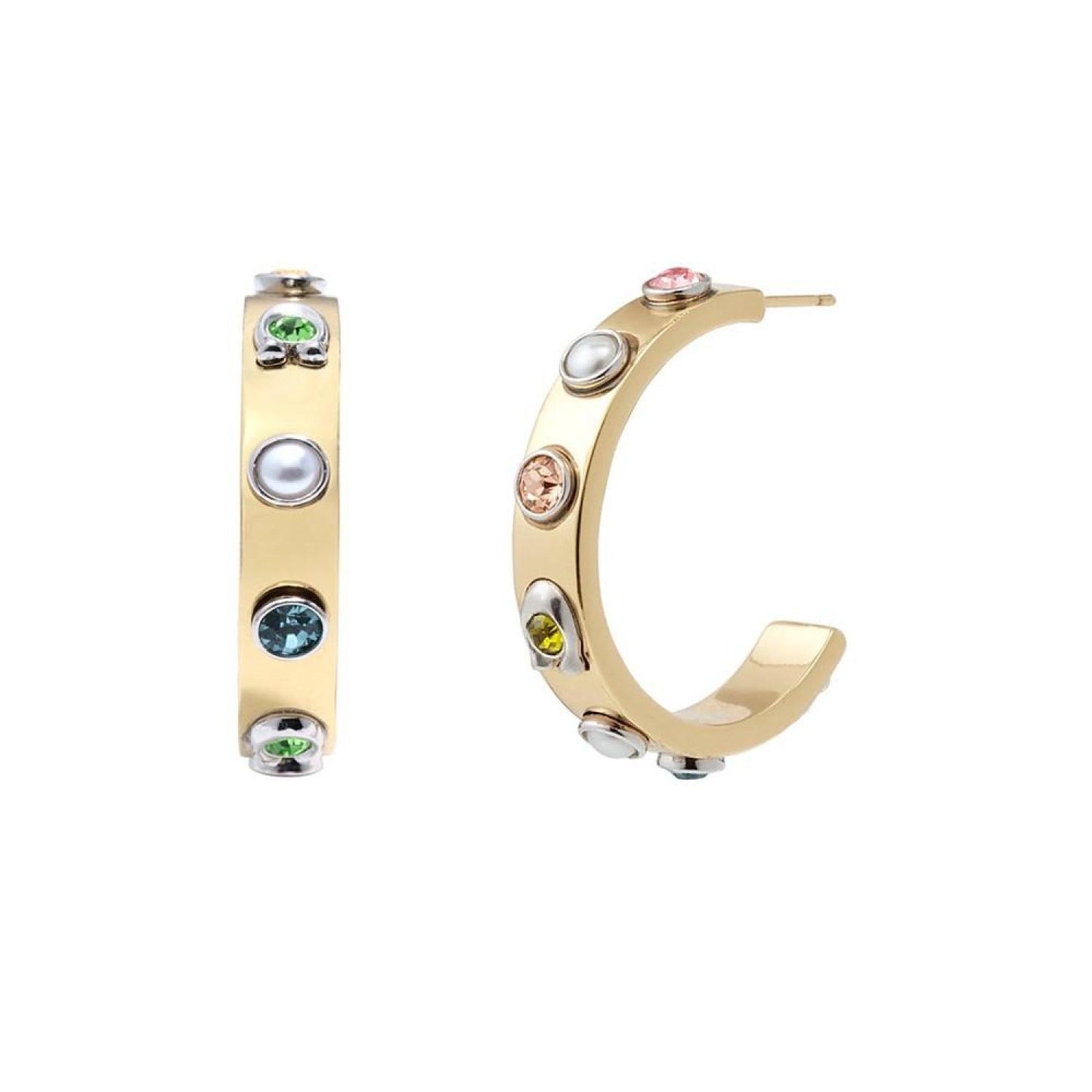 Faux Stone Signature Imitation Pearl Hoop Earrings