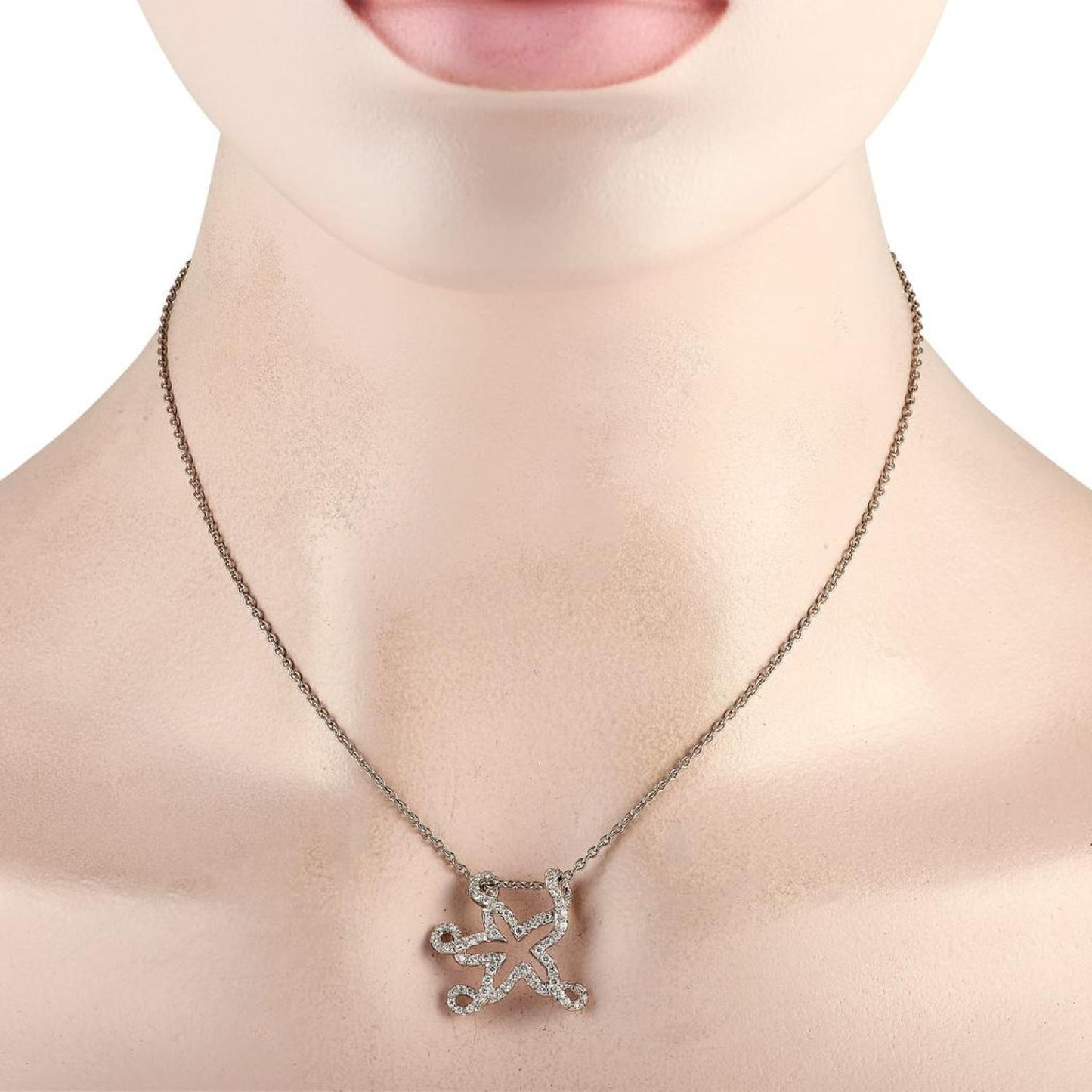 Dior 18K White Gold 0.65ct Diamond Starfish Necklace