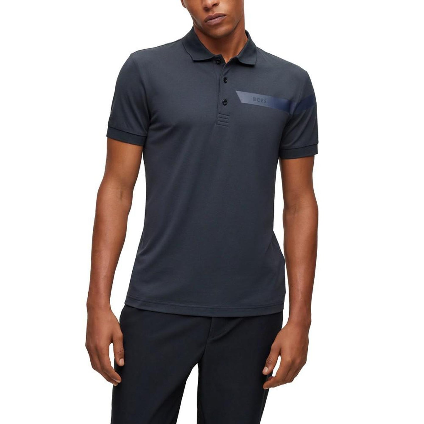 Men's Stripe and Logo Slim-Fit Polo Shirt