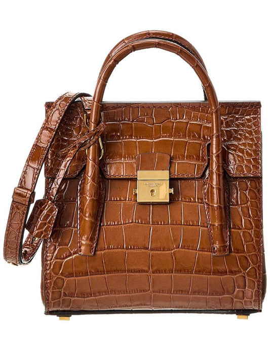 Michael Kors Collection Mini Croc-Embossed Leather Satchel