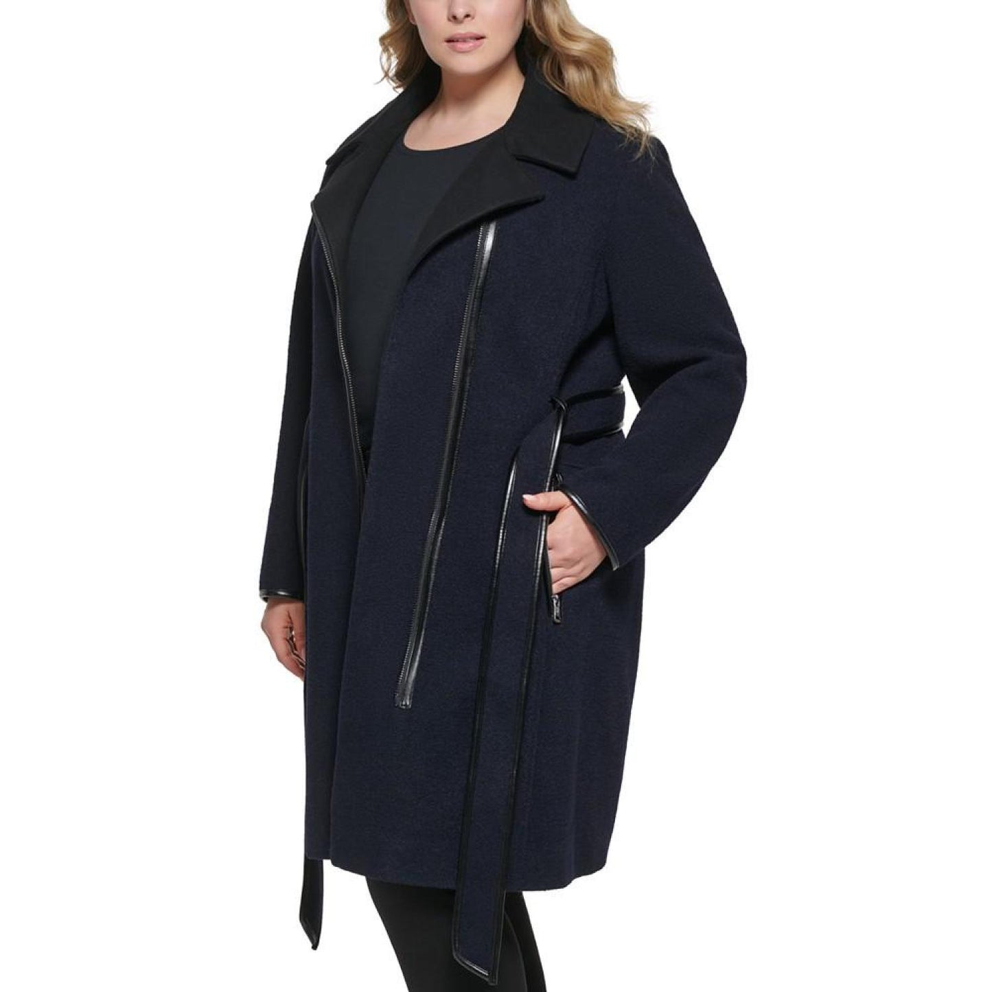 Women's Plus Size Asymmetrical-Zipper Coat