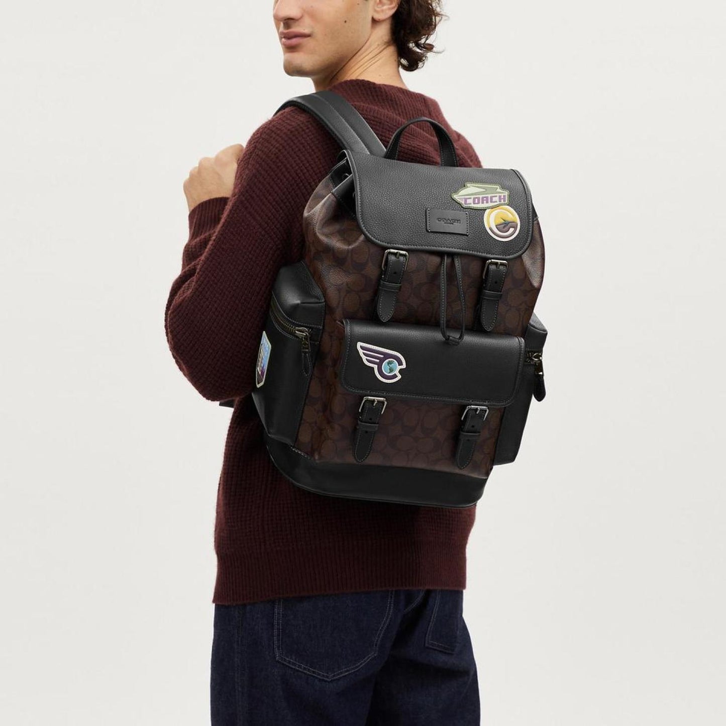 Coach Outlet Sprint Backpack In Signature Canvas With Travel Patches