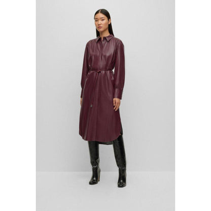 Relaxed-fit shirt dress in embossed fabric