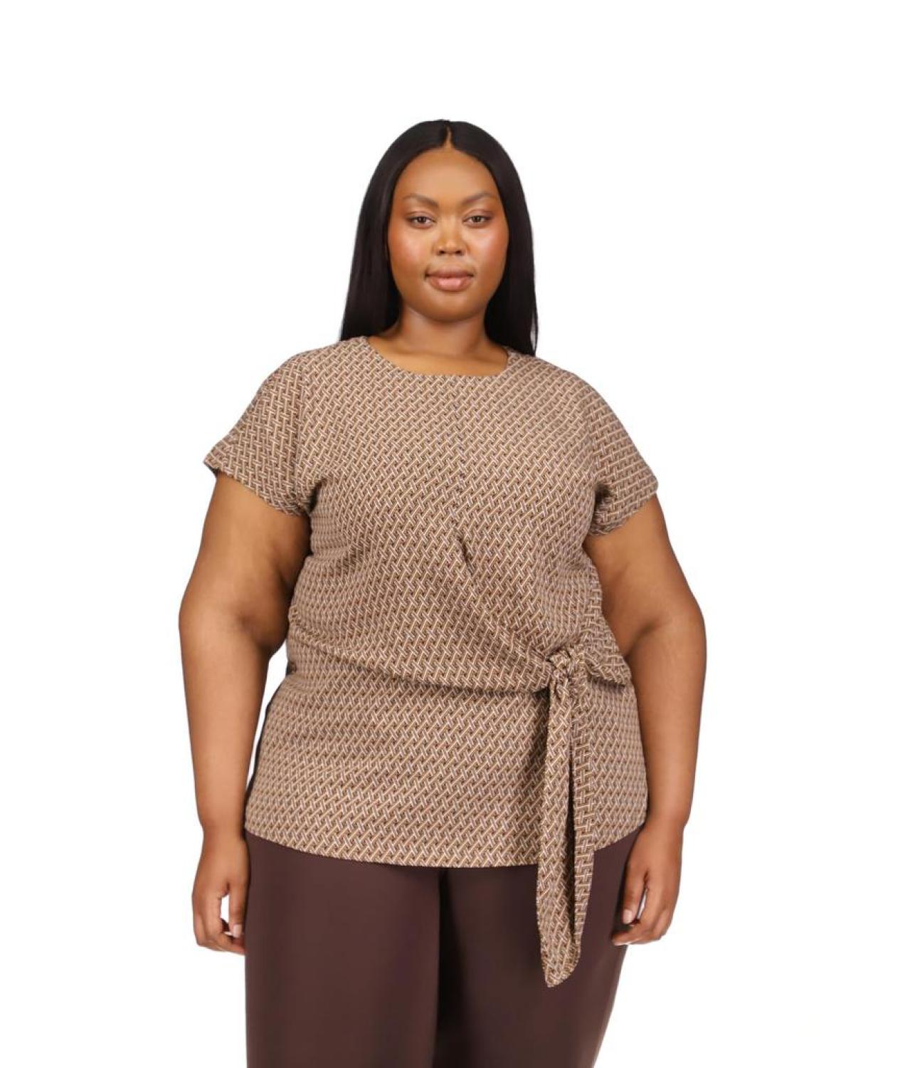 Plus Size Geo Tie Blouse