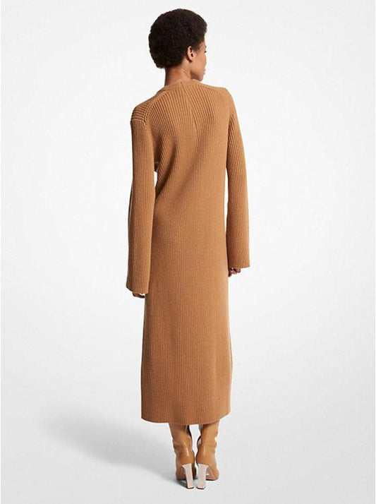 Ribbed Stretch Cashmere Slit Dress