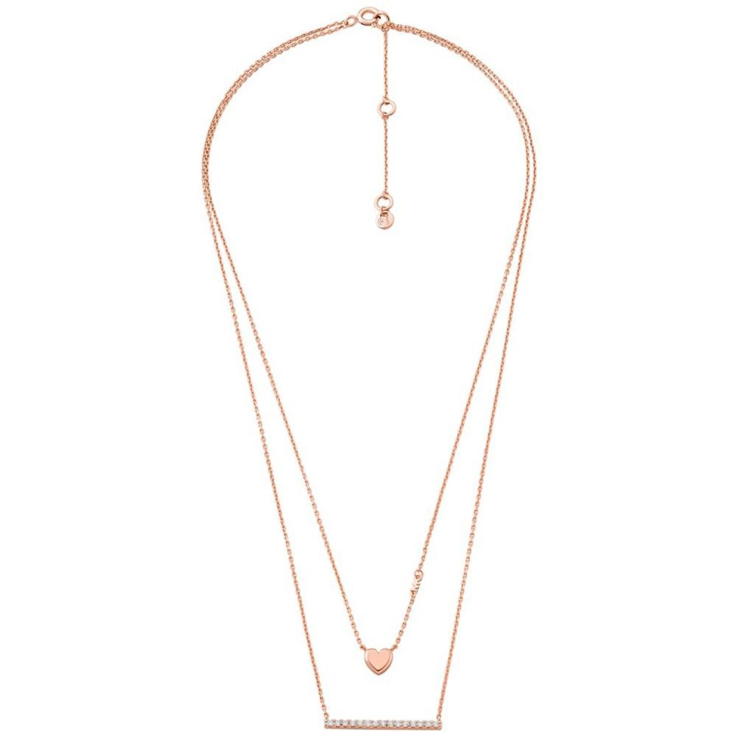 14k Rose Gold-plated Sterling Silver Double Layer Heart Necklace