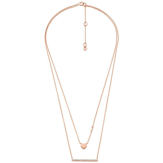 14k Rose Gold-plated Sterling Silver Double Layer Heart Necklace