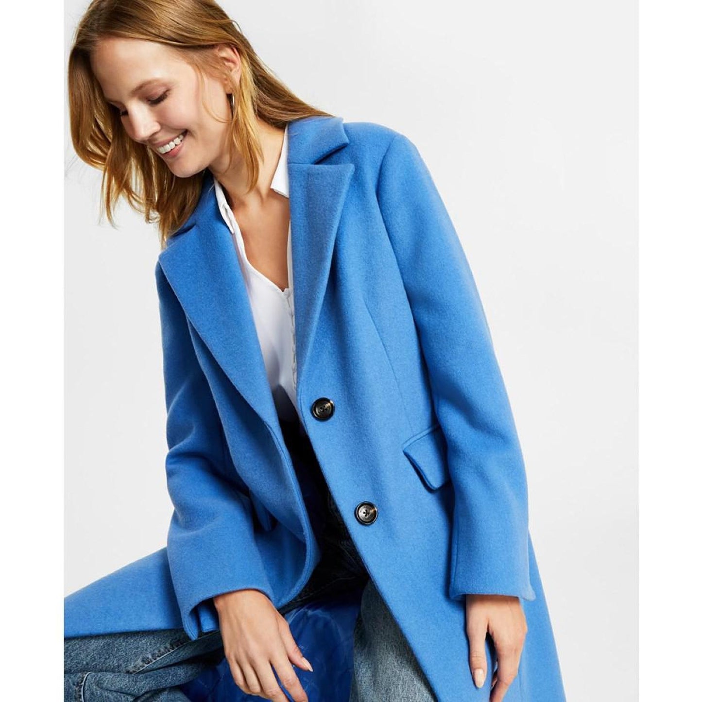 Women's Single-Breasted Wool Blend Coat, Created for Macy's