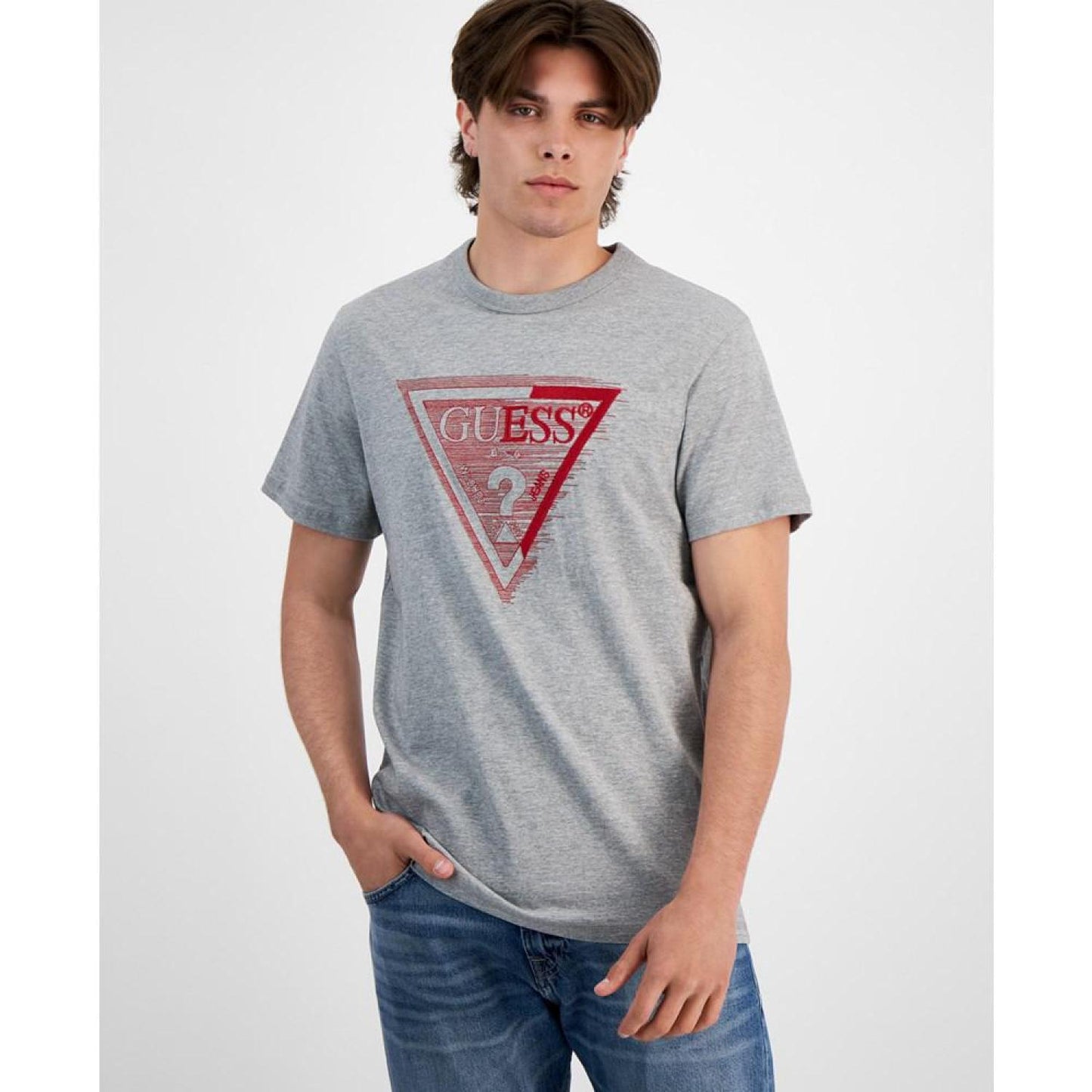 Men's Embroidered Shaded Triangle Logo Graphic T-Shirt