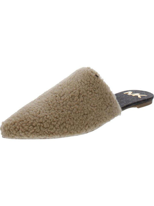 Renee Womens Faux Shearling Slip On Slide Slippers