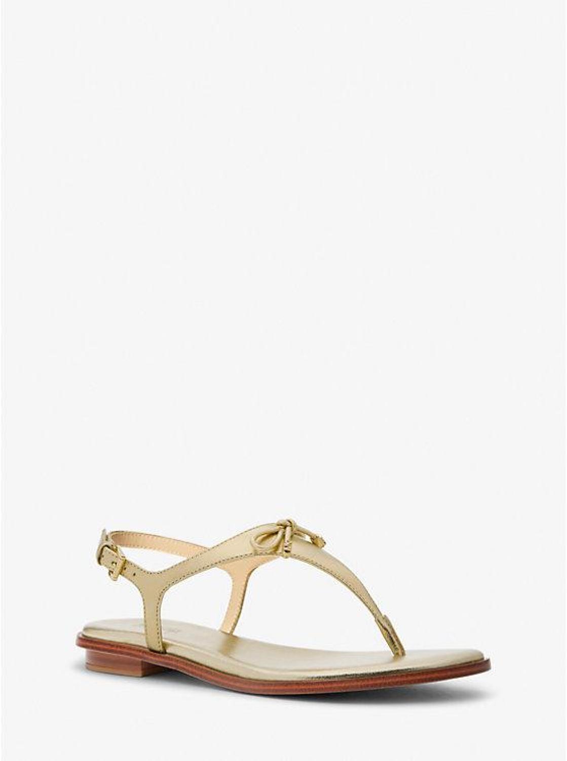 Nori Metallic Leather T-Strap Sandal