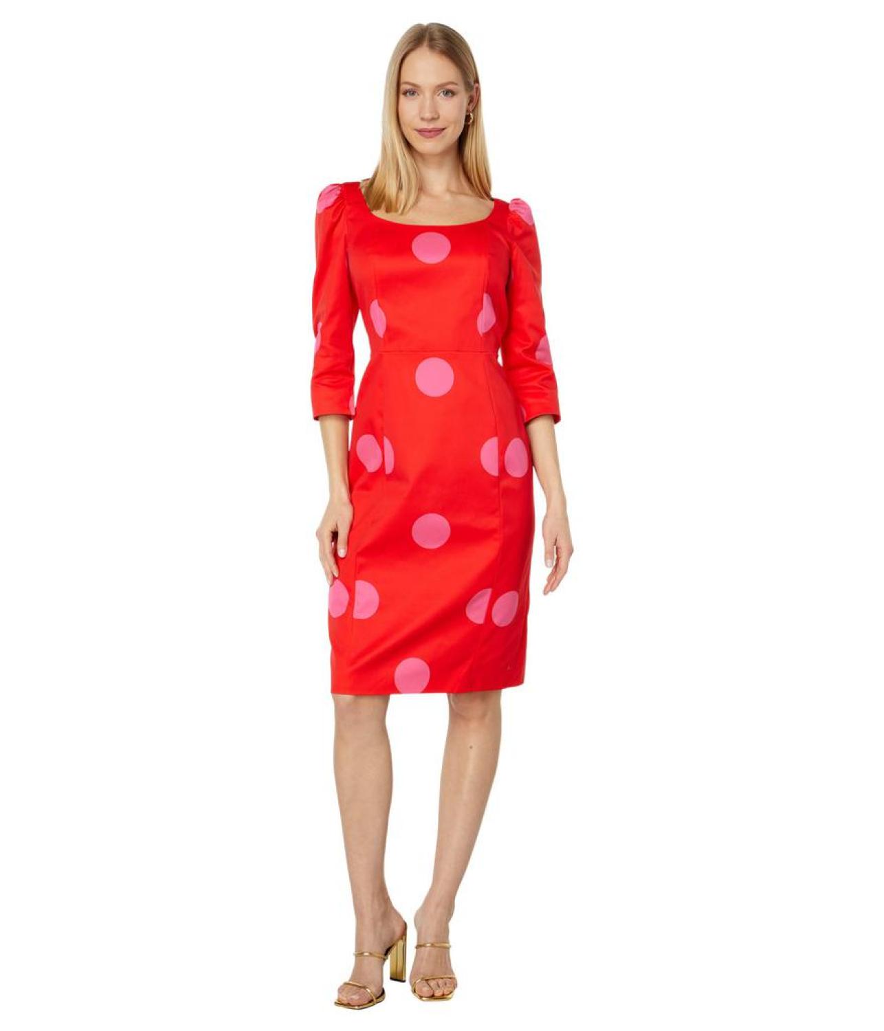 Giant Dot Faille Sheath Dress