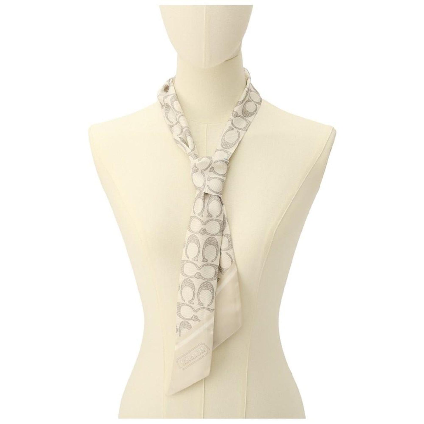 Women's Vintage-Like Signature Print Silk Skinny Scarf