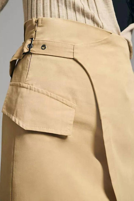 Trouser Wrap Skirt In Khaki