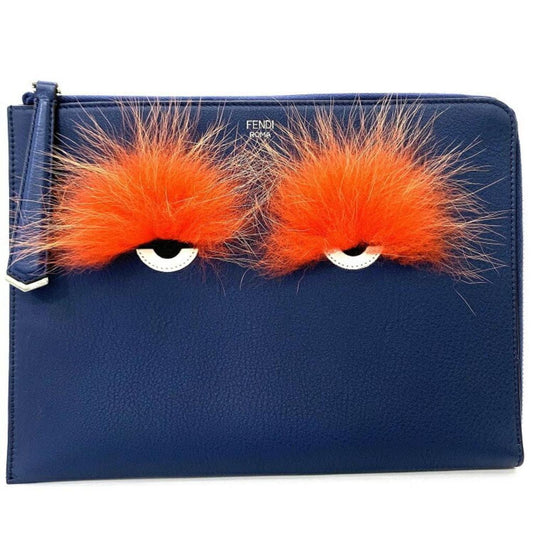 Fendi Monster Leather Clutch Bag (Pre-Owned)