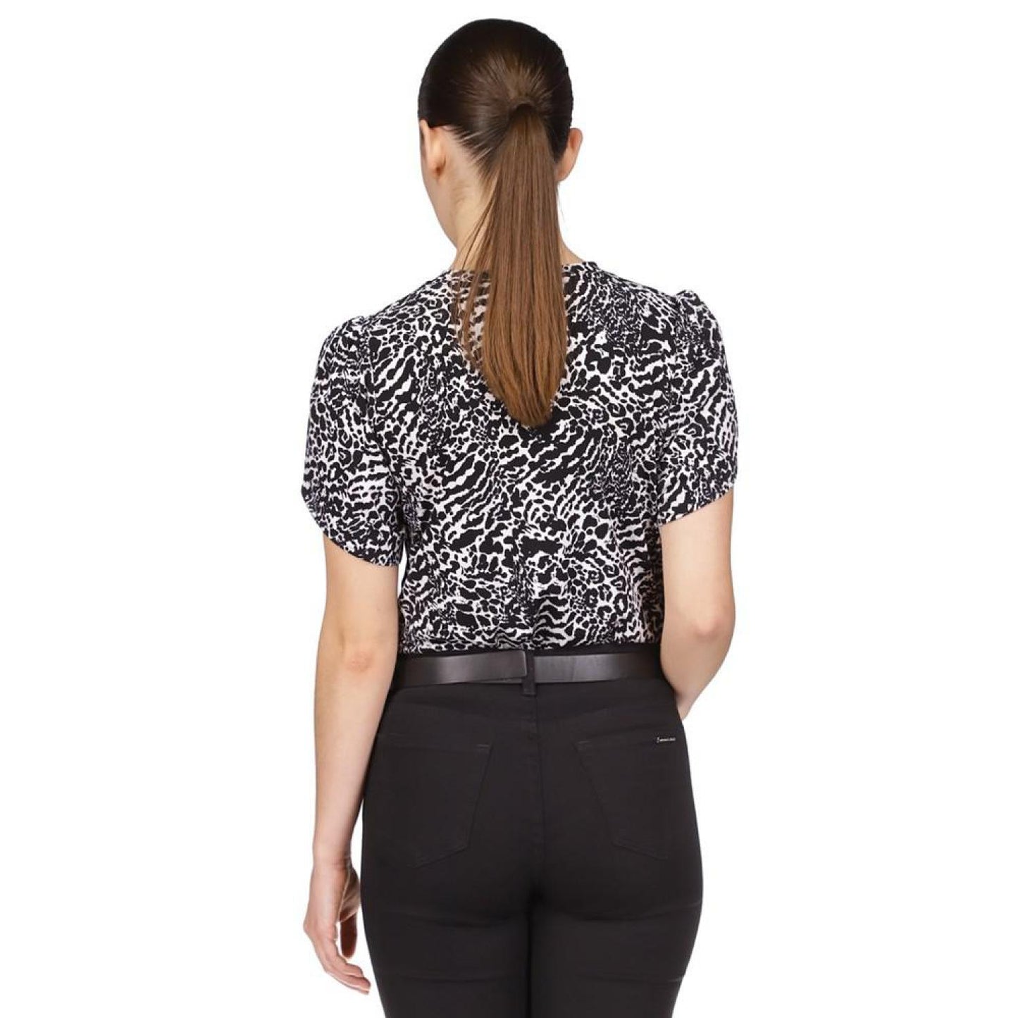 Women's Animal-Print Petal-Sleeve Top