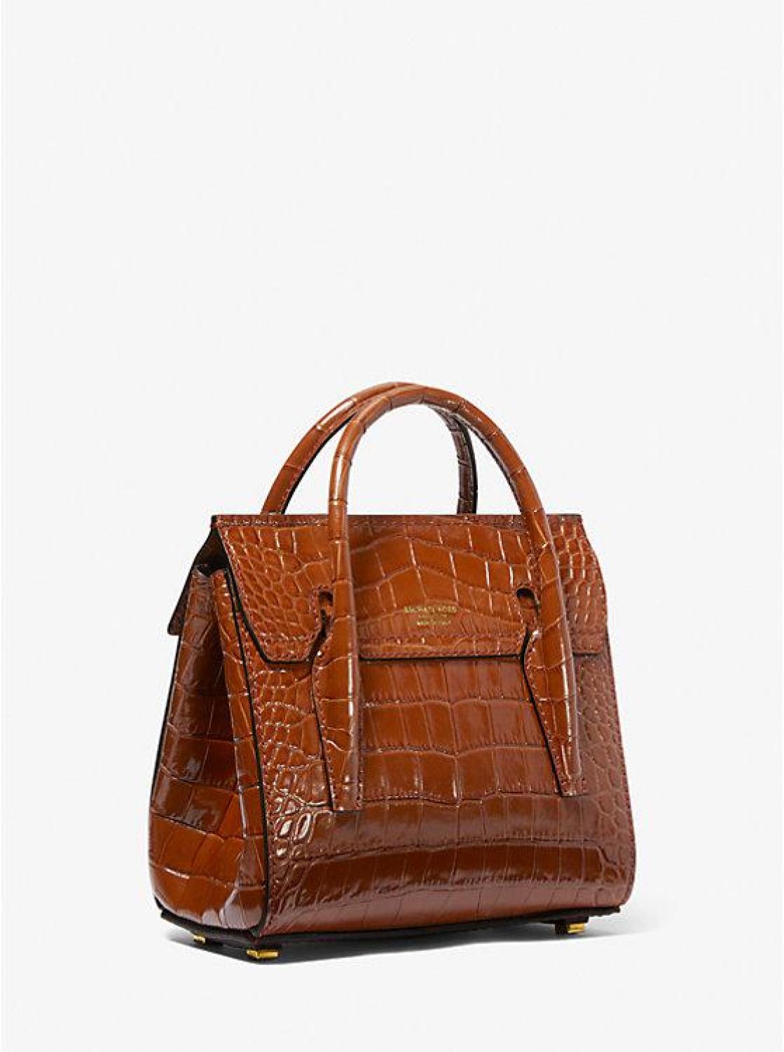 Campbell Mini Crocodile Embossed Leather Satchel