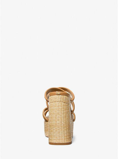 Corrine Leather and Straw Platform Sandal