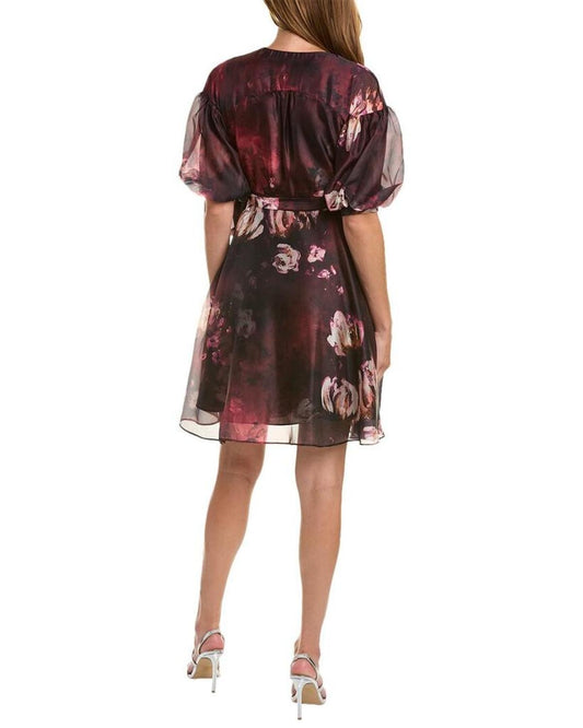 Marchesa Notte Organza Wrap Dress