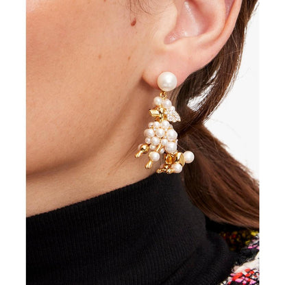 Gold-Tone Cubic Zirconia & Imitation Pearl Poodle Statement Earrings