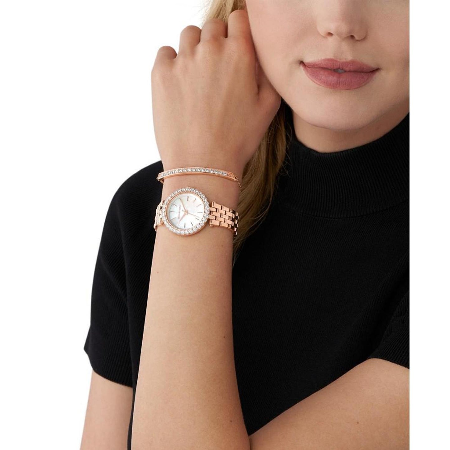 Women's Darci Three-Hand Rose Gold-Tone Stainless Steel Watch 34mm and Bracelet Set, 2 Pieces