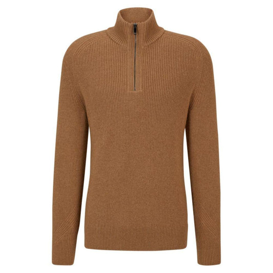 Camel-hair sweater with zip neckline