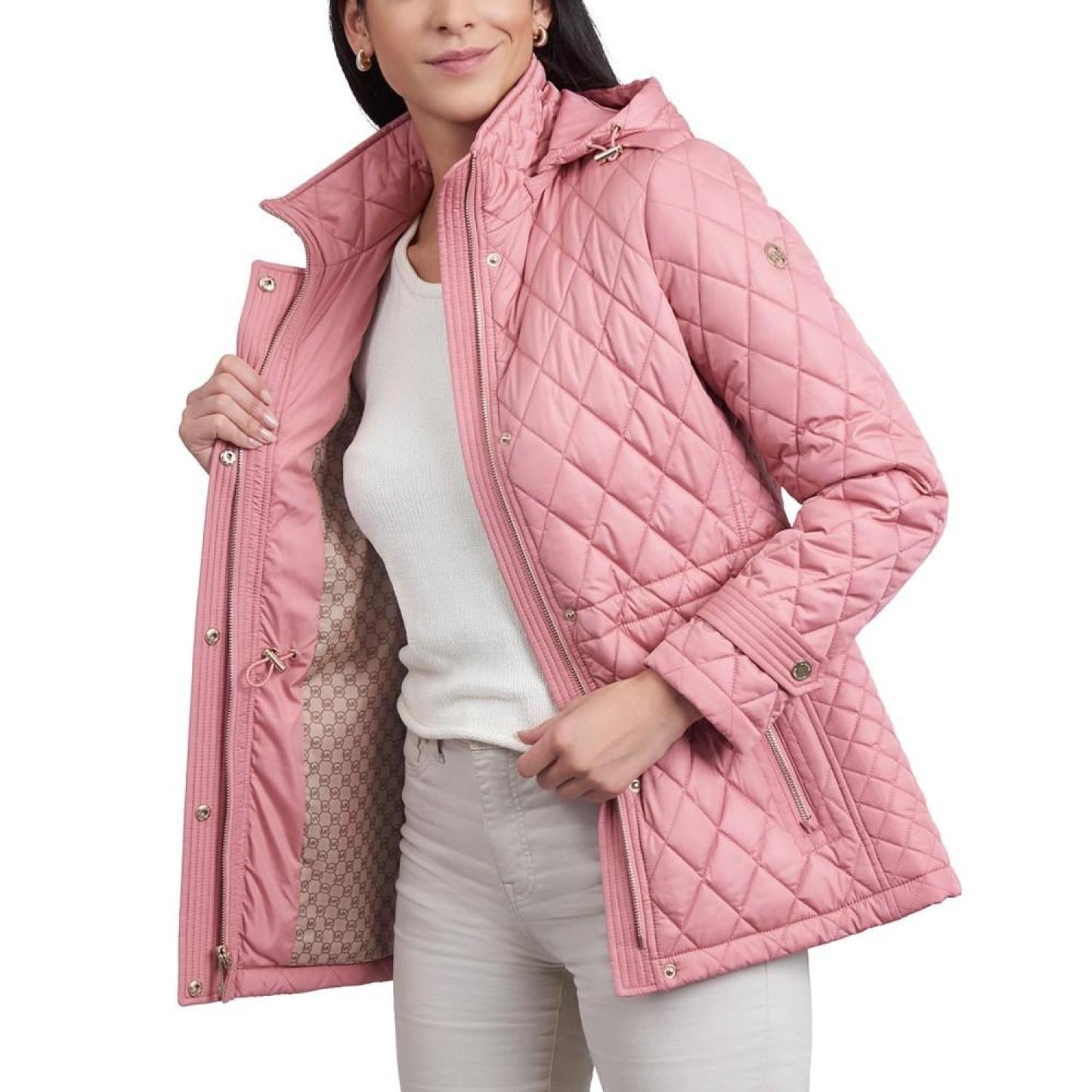 Women's Petite Quilted Hooded Anorak Coat