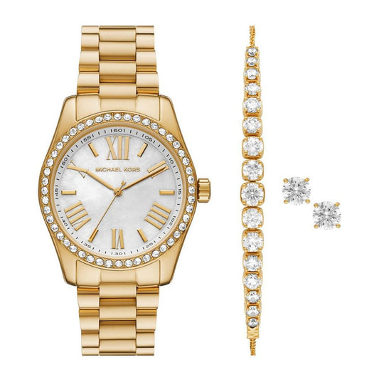 Women's Lexington Three-Hand Gold-Tone Stainless Steel Watch 38mm and Jewelry Gift Set