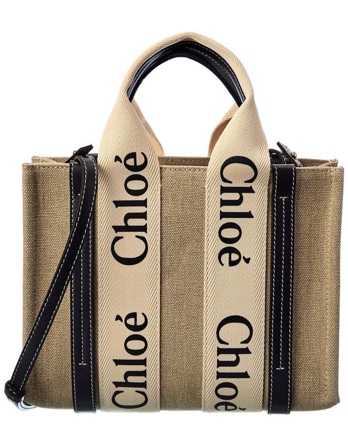 Chloé Woody Small Canvas & Leather Tote