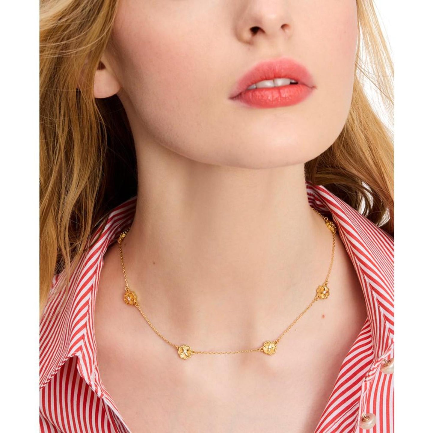 Gold-Tone Heritage Bloom Station Necklace, 16" + 3" extender