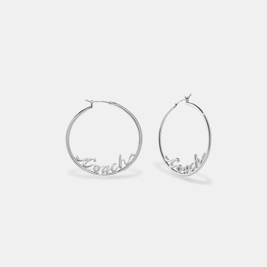 Coach Outlet Logo Script Hoop Earrings