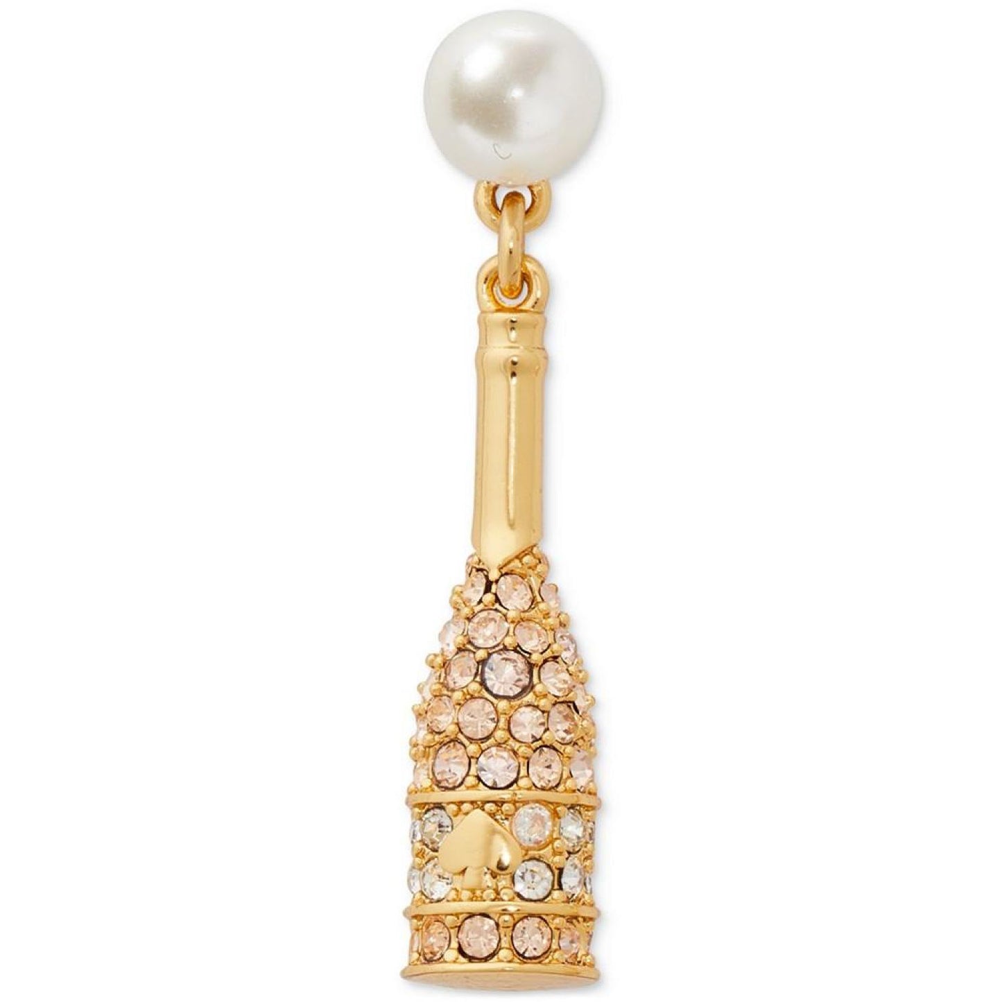 Gold-Tone Pavé & Imitation Pearl Champagne Drop Earrings