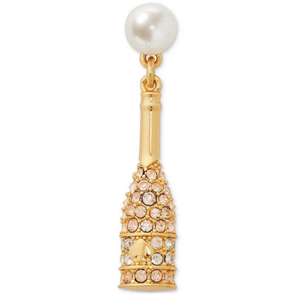 Gold-Tone Pavé & Imitation Pearl Champagne Drop Earrings