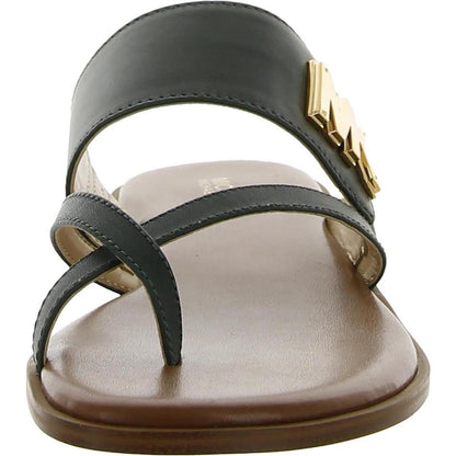 Sidney Flat Womens Leather Logo Slide Sandals